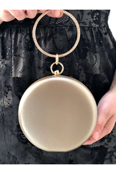 womenacs Women's Bronze Color Fabric Stone Evening Dress Portfolio Clutch Bag