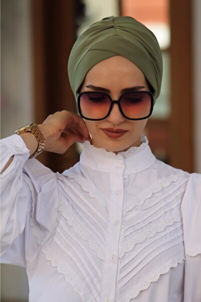 Amisos Bone Şal Hazır Tesettür Giyim Çapraz Bone Haki (kadın Tesettür Giyim)h...