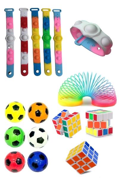 Hyd Stres Giderici Set 1 Bileklik Popit 1 Zeka Küpü 1 Stres Yayı 1 Stres Topu
