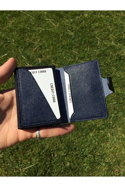DERKON Genuine Leather Polite Mechanism Card Holder & Wallet