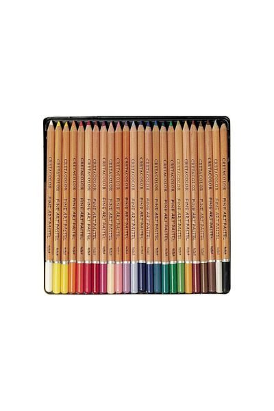 CretaColor Fine Art Pastel Crayons Set Metal Box 24 Colors