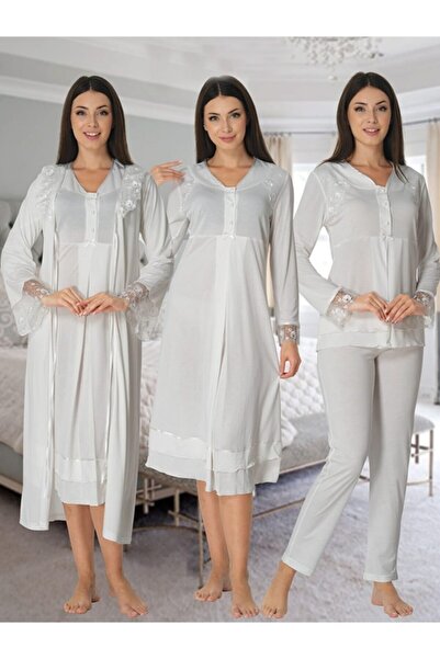 kaktüslohusa جهد المرأة إكرو الأمومة ثوب النوم بيجامة مجموعة روب للنوم مجموعة...