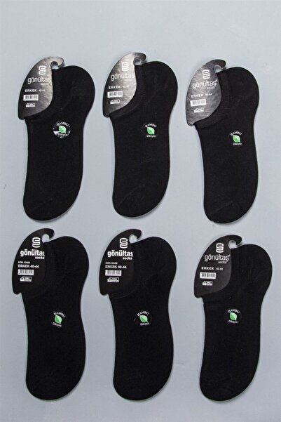 Gönültaş 6-пакет мъжки черни безшевни чорапи за маратонки от бамбук