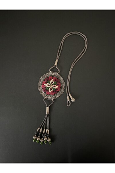 8K TASARIM Özel Tasarım Kazaziye Telkari Suzeni El Sanatı Gümüş Kolye