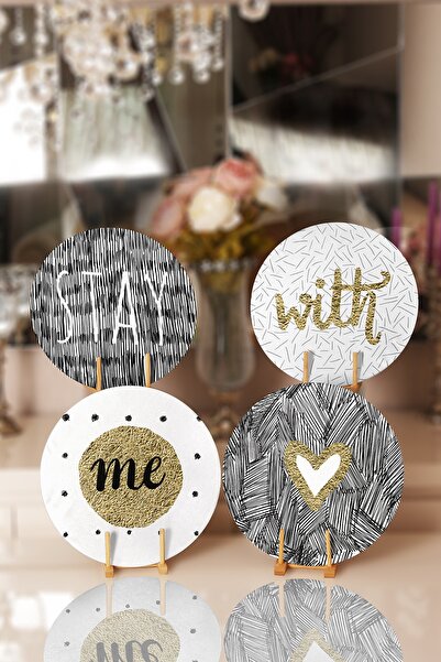 Realhomes 4-комплект Gold Детальний Stay With Me Дизайн сервірувальної тарілк...