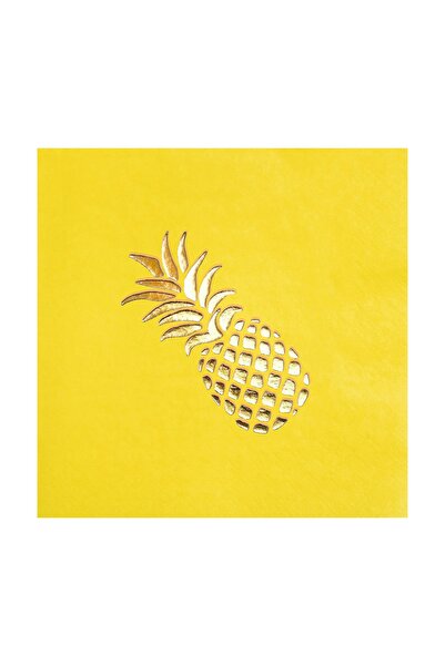 Story 33X33 cm Gold Foil Pineapple Tropical Party Patterned Yellow Color Pape...