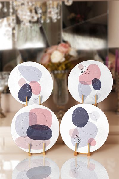 Realhomes 4-Piece Abstract Colored Bohemian Motif Placemat & Supla