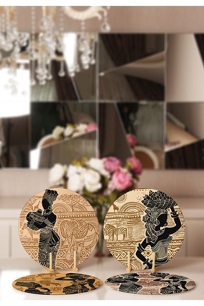 Realhomes 4-Piece Ethnic African Women Designed Placemat & Supla