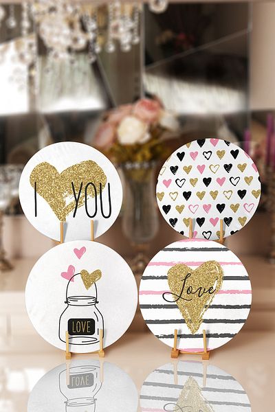 Realhomes 4-Piece I Love You & Heart Motif Placemat & Supla