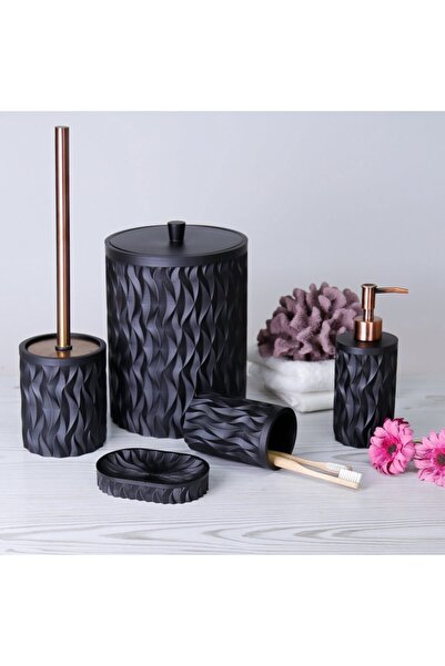 By Selim Selim Artemis 5 Parça Polyester Banyo Takımı Seti Siyah