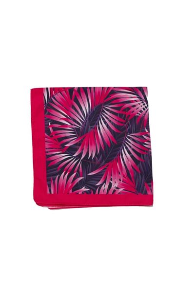 ŞapkaMania Neon Palm Satin Short Scarf