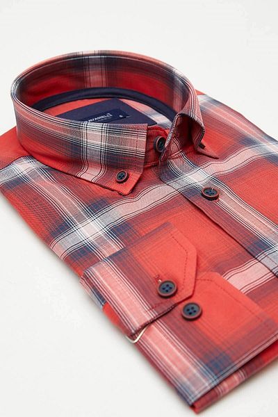RAVANELLI Red Checkered Classic Long Sleeve Shirt
