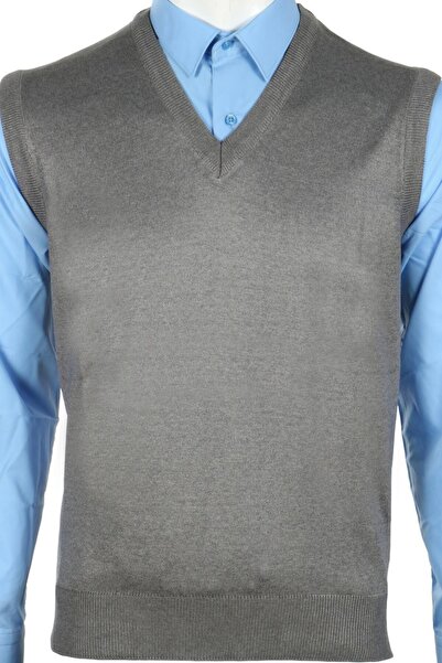 NACAR STORE Мъжки пуловер с V-образно деколте от фина вълна, без пилинг