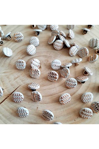 canan dizayn Polyester=Metalized Patterned Button 11 mm (30 Pcs)
