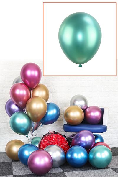 Kazanabil 10pcs Chrome Balloon Shiny Decoration Balloons Green