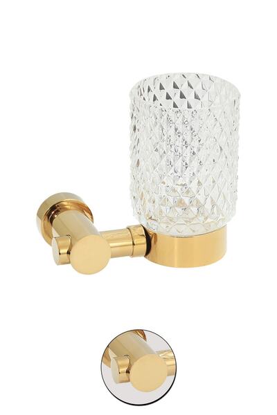 Mayaglory Θήκη οδοντόβουρτσας Utopic Pvd Gold από παγωμένο γυαλί 100% ορείχαλκο