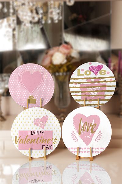 Realhomes 4-Piece Valentine's Day Special Design Placemat & Plate