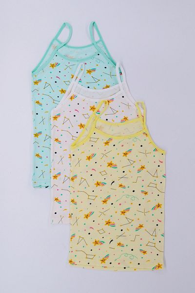 ADN Underwear Girl's Printed Lycra Triple Tank Top