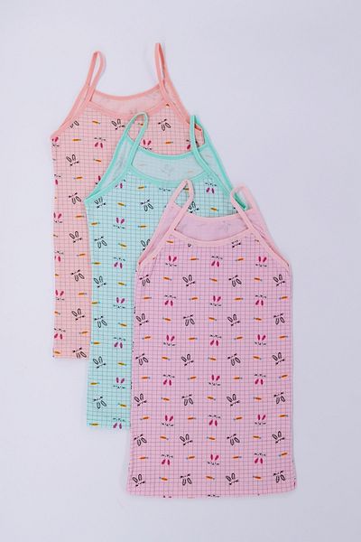 ADN Underwear Girl's Printed Lycra Triple Tank Top