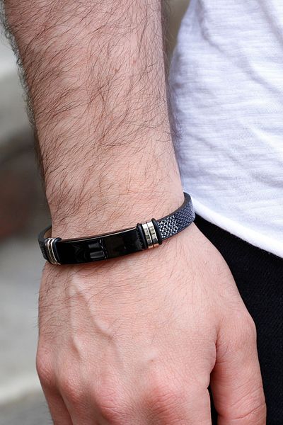 TESBİHCİBABA Name Writable Leather Steel Bracelet Tb9605