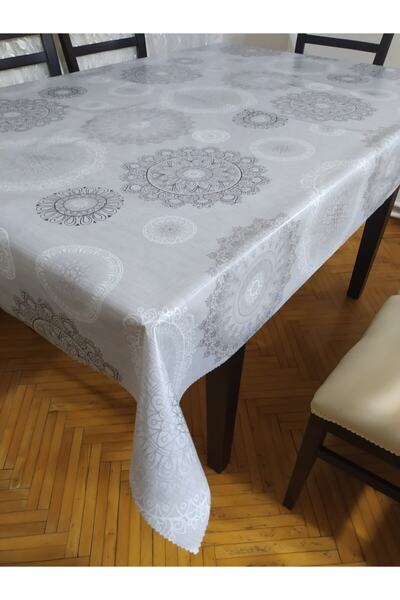 CEYDA PVC Tablecloth Gray Color Runner Pattern