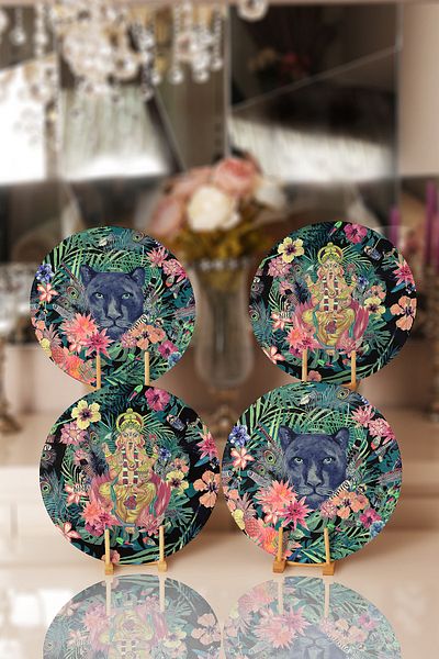 Realhomes 4-Piece Ethnic Forest King Designed Placemat & Supla