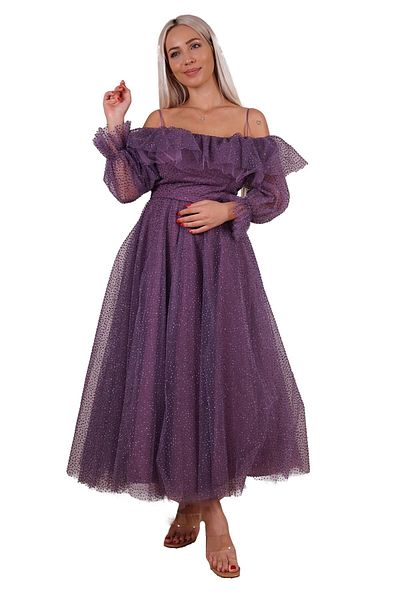 SpringStore Rochie de seara cu sclipici fara bretele lavanda
