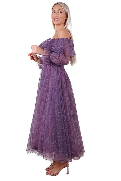 SpringStore Rochie de seara cu sclipici fara bretele lavanda