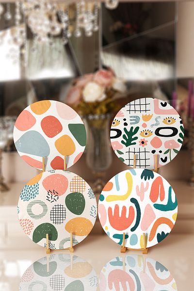 Realhomes 4-Piece Abstract Patterned Special Designed Modern Placemat & Supla