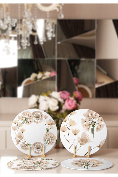 Realhomes 4-Piece Dandelion Designed Placemat & Plate