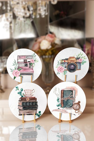 Realhomes Set of 4 Antique DrawingsMachine Designed Placemat & Supla