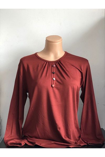 sevdalı Γυναικεία Tile Plus Size Mother Χτενισμένη Βαμβακερή Μπλούζα