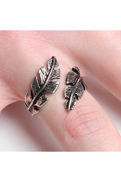 northstarshop حلقة فولاذية بتصميم قزم منقوشة على شكل ورقة شجر قابلة للتعديل