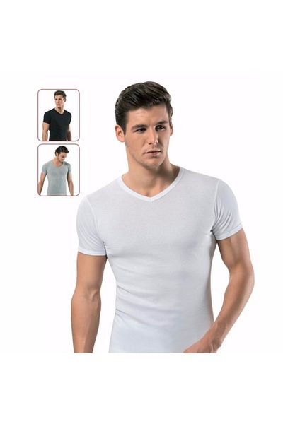 Tutku Kuzey Underwear Men's Ribbed V-Neck Tank Top (6 Pieces) New Season