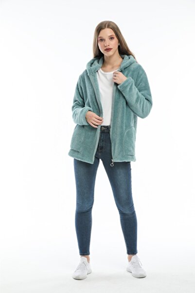 MODA VUSLAT Women's Mint Green Zippered Fleece