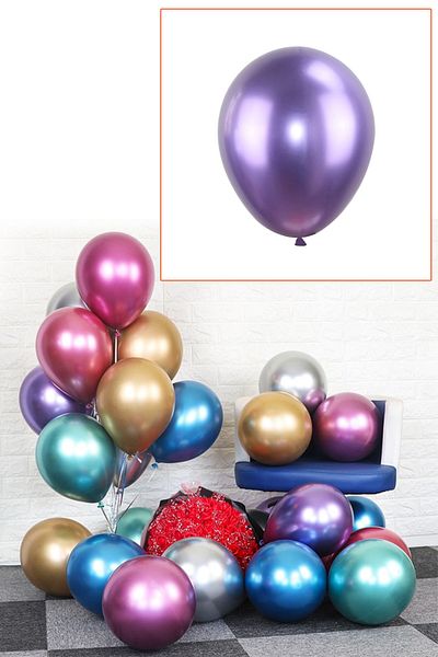 Kazanabil 10pcs Chrome Balloon Shiny Decoration Balloons Purple