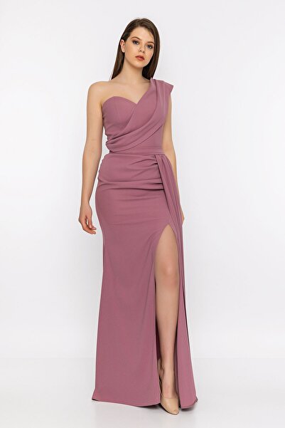 INVIDIA Tek Omuz Yırtmaçlı Abiye