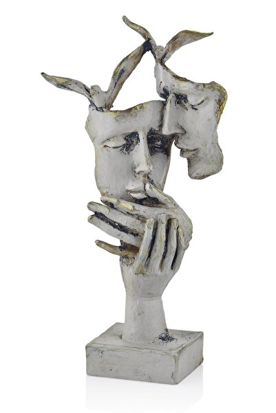 Tual Hobi Sanat Dekoratif Polyester Kuşlu Çift Heykeli