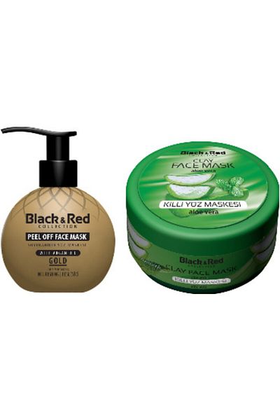 Black Red Peelable Gold Face Mask Against Blackheads 250 ml and Clay Face Mask 400 gr