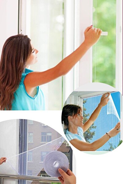 hagiki (3 Adet) 130x150 Cm Hazır Pencere Sinekliği 4 Mt Cırt Bantlı Tak Çıkar...