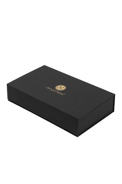 CENGİZ PAKEL Genuine Leather Black Wallet Belt Set - 13660-9219-Parlement