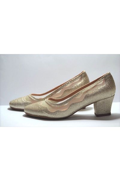 Beety By23.8637 Pantofi de damă cu toc gros transparent aurii