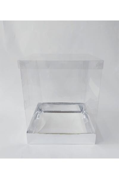 kadir kutu 25x25x30 Üst Asetat Kapaklı Alt Gümüş Kutu 1'li