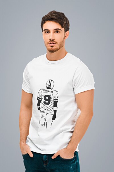 ErTaPassage Fotbal american alb cu imprimeu bărbați tricou - T1595678