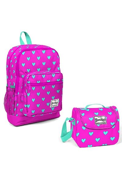 Coral High Set de genți din 2 piese cu model de inimă roz Adalinhome Kids