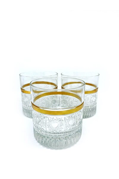 ÖzcamKristal Tek Kişilik Yaldızlı Kristal Kesme Viski Bardağı