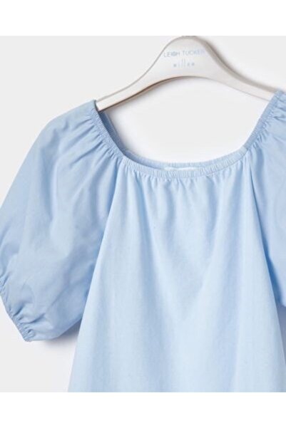 kübra kids Bluză detaliată cu mânecă cu balon albastru pentru fetiță