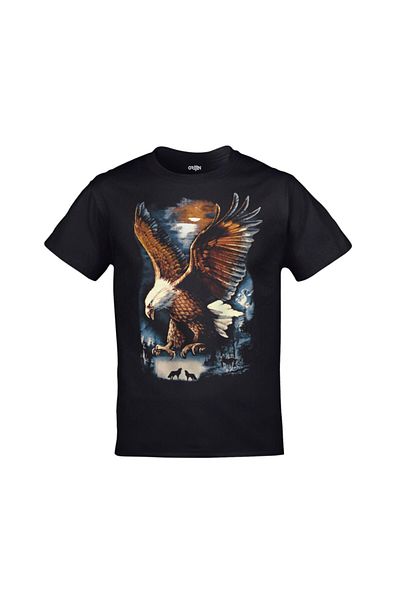 Orijin Tekstil Eagle Color Printed Unisex Μαύρο Tshirt
