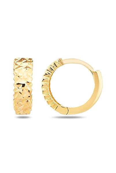 Yamaner Kuyumculuk Sarı Renk Kalemli Halka Küpe