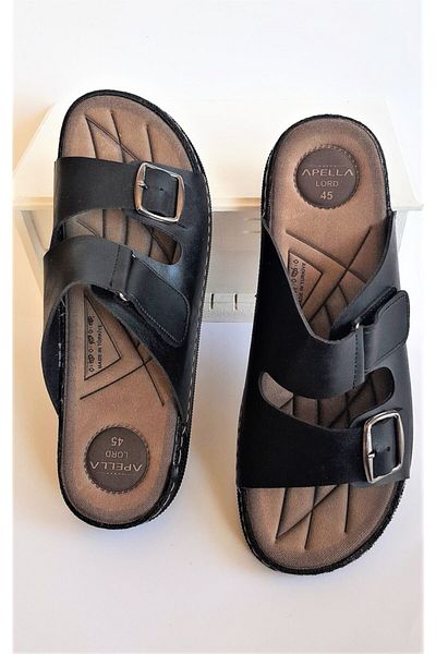 Apella Men's Black Special Size Daily Slippers